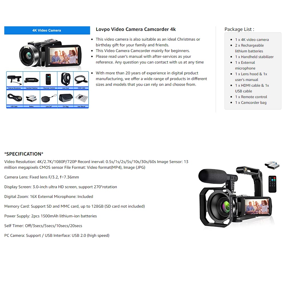 دوربین فیلم برداری مدل 4K WiFi Digital 48MP Vlogging دوربین فیلم برداری مدل 4K WiFi Digital 48MP Vlogging