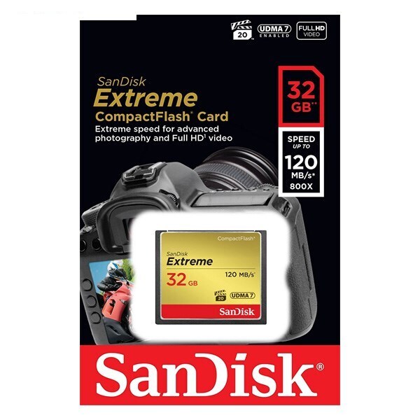 کارت حافظه CompactFlash سن دیسک مدل Extreme سرعت 800X 120MBps ظرفیت 32 گیگابایت کارت حافظه CompactFlash سن دیسک مدل Extreme سرعت 800X 120MBps ظرفیت 32 گیگابایت