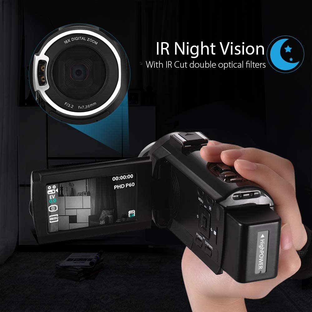 دوربین فیلم برداری آندویر مدل 4K Portable 48MP 16X Digital Zoom دوربین فیلم برداری آندویر مدل 4K Portable 48MP 16X Digital Zoom