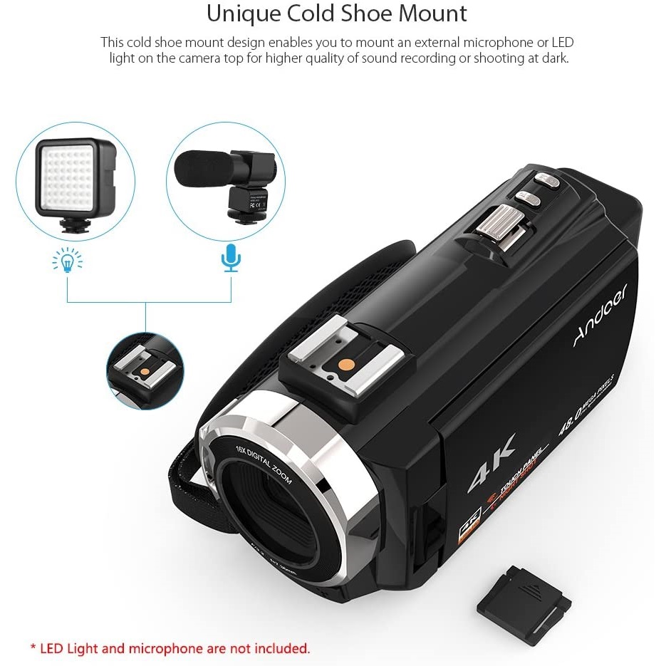 دوربین فیلم برداری آندویر مدل 4K Portable 48MP 16X Digital Zoom دوربین فیلم برداری آندویر مدل 4K Portable 48MP 16X Digital Zoom